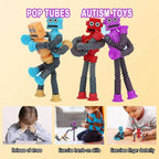 4Pcs Pop Tubes Fidget Toys Changing Telescopic Suction Cup Robot Stress Relief Sensory Toys Party Favors for Girl Boys Gifts