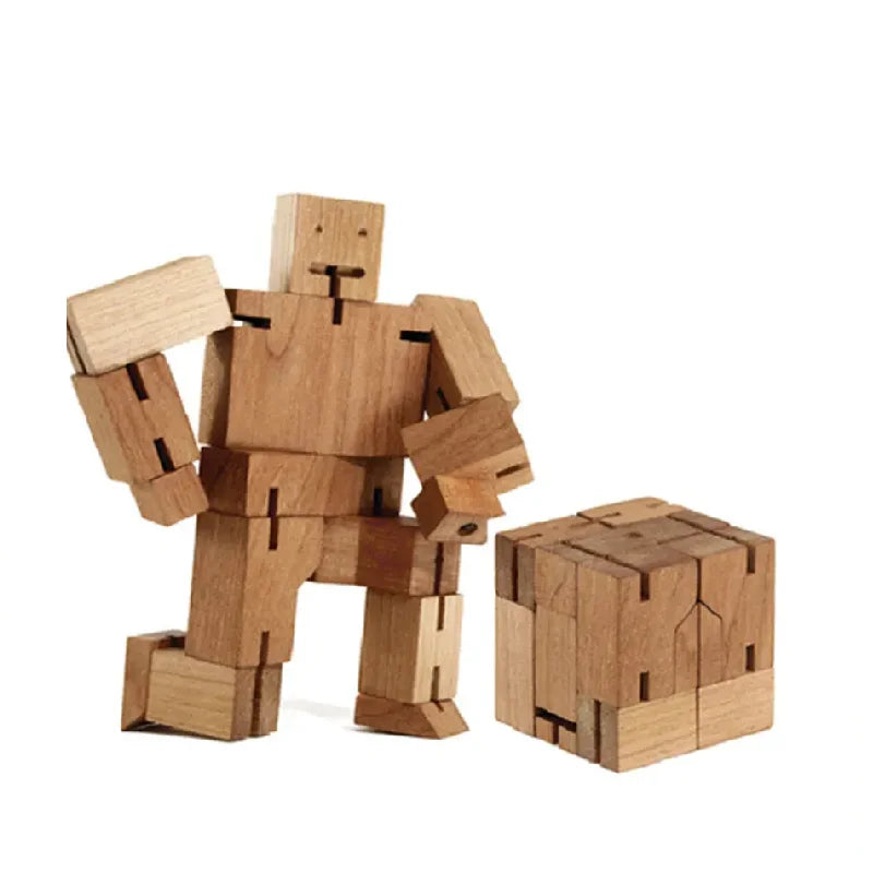 Mini Diy Kid Magic Wood Cube Bot Robot Transform Block Set Jigsaw Educational Puzzle Toy Gift for Baby Brain Teaser Training