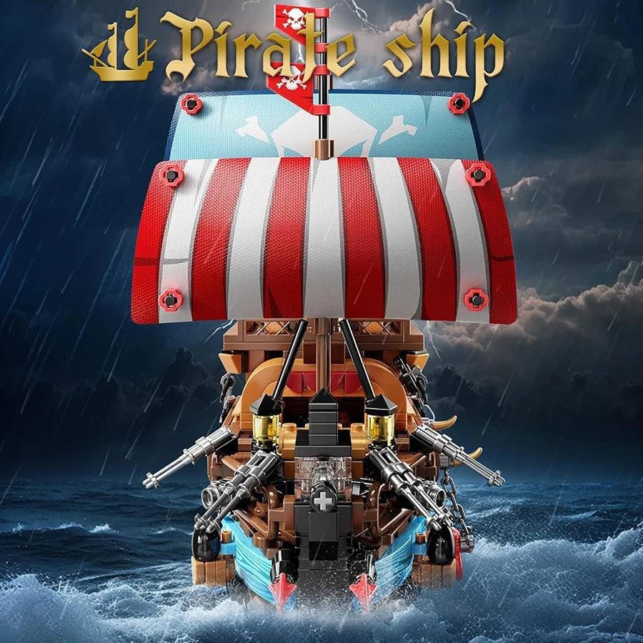 Pirate Ship Building Blocks Set Assemble Bricks Toys with LED Bricks Model Children'S Birthday Christmas Gift