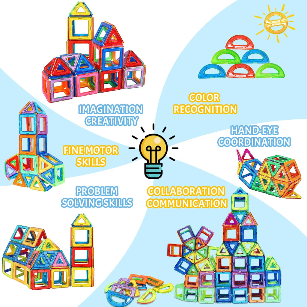 DIY Magnetic Block, Large STEM Construction Toy Set, Educational Magnet Toys for Learning, Random Colors for Birthday Gifts
