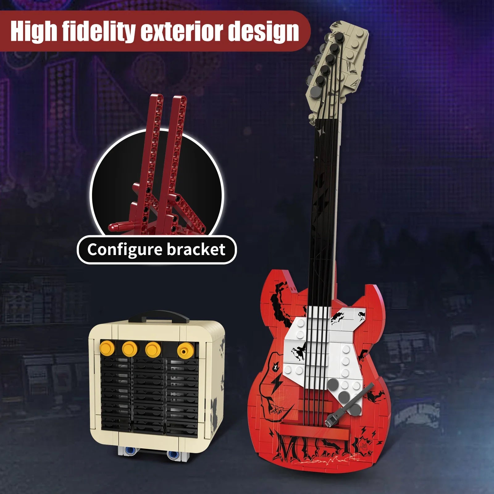 Artist Guitar APP Control Building Blocks Bricks Technical with Bluetooth Audio USB Gift Music Playback Adult Toys Festival Gift