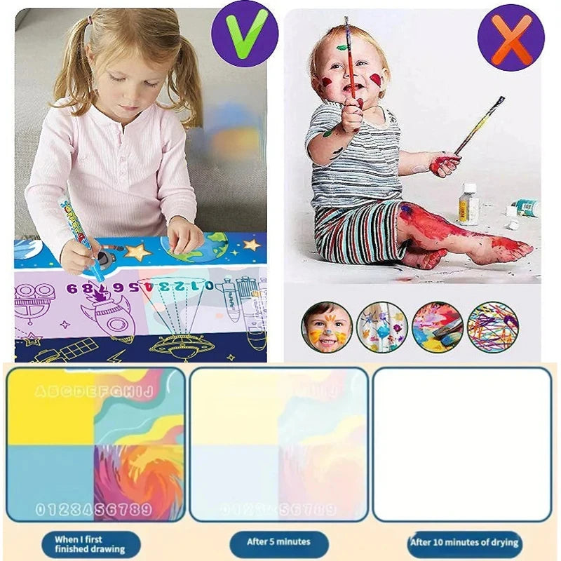 100X80Cm Water Doodle Mat Magic Drawing Doodling Mat Coloring Mat Drawing Board Educational Toys for 2-7 Years Old Boys and Girl