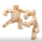 Mini Diy Kid Magic Wood Cube Bot Robot Transform Block Set Jigsaw Educational Puzzle Toy Gift for Baby Brain Teaser Training