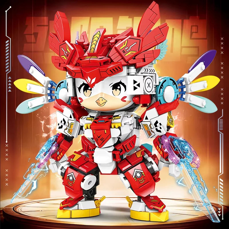 2025 Kung Fu Style 12-In-1 Mechanical Panda & Zodiac Building Blocks Set, Articulated Animal Model Toys for Boys Birthday Gifts