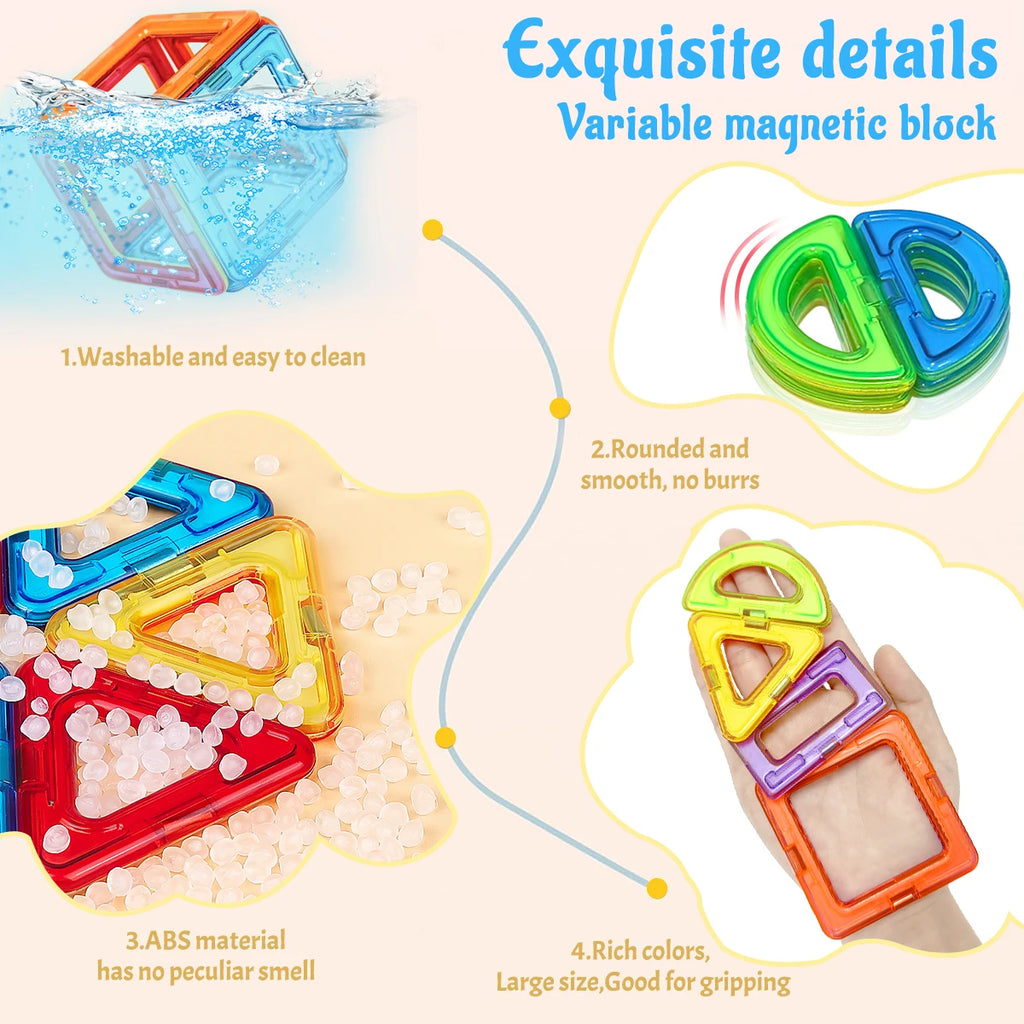 DIY Magnetic Block, Large STEM Construction Toy Set, Educational Magnet Toys for Learning, Random Colors for Birthday Gifts