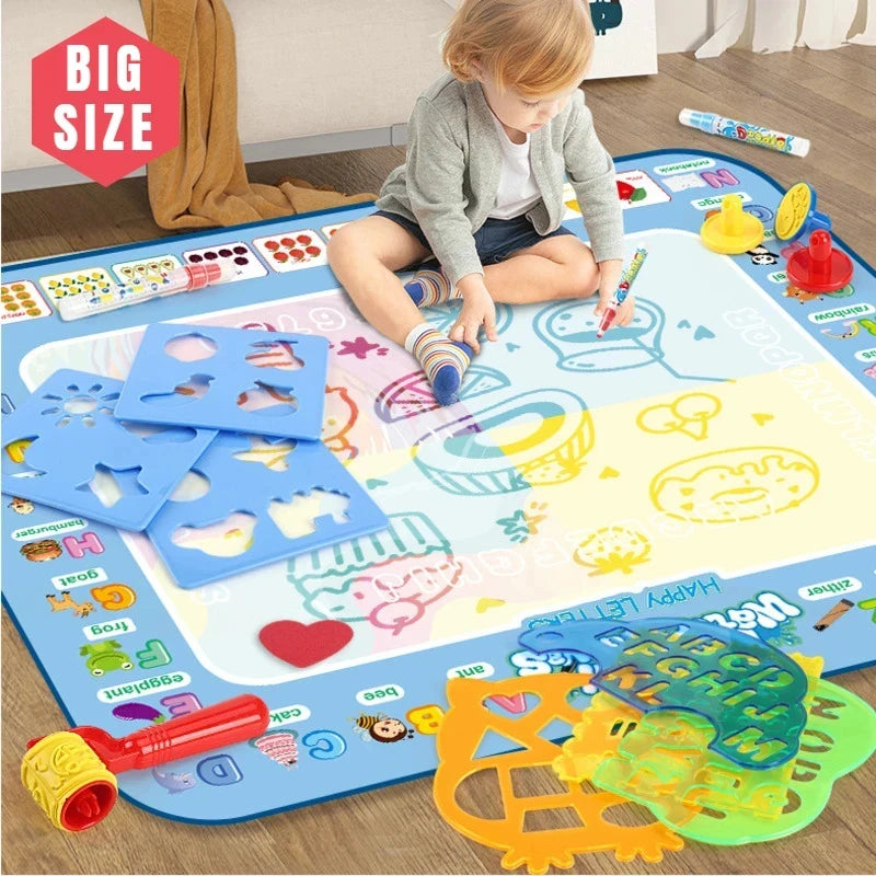 100X80Cm Water Doodle Mat Magic Drawing Doodling Mat Coloring Mat Drawing Board Educational Toys for 2-7 Years Old Boys and Girl