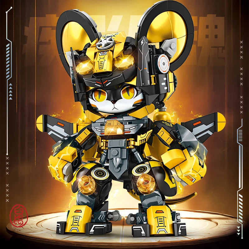 2025 Kung Fu Style 12-In-1 Mechanical Panda & Zodiac Building Blocks Set, Articulated Animal Model Toys for Boys Birthday Gifts