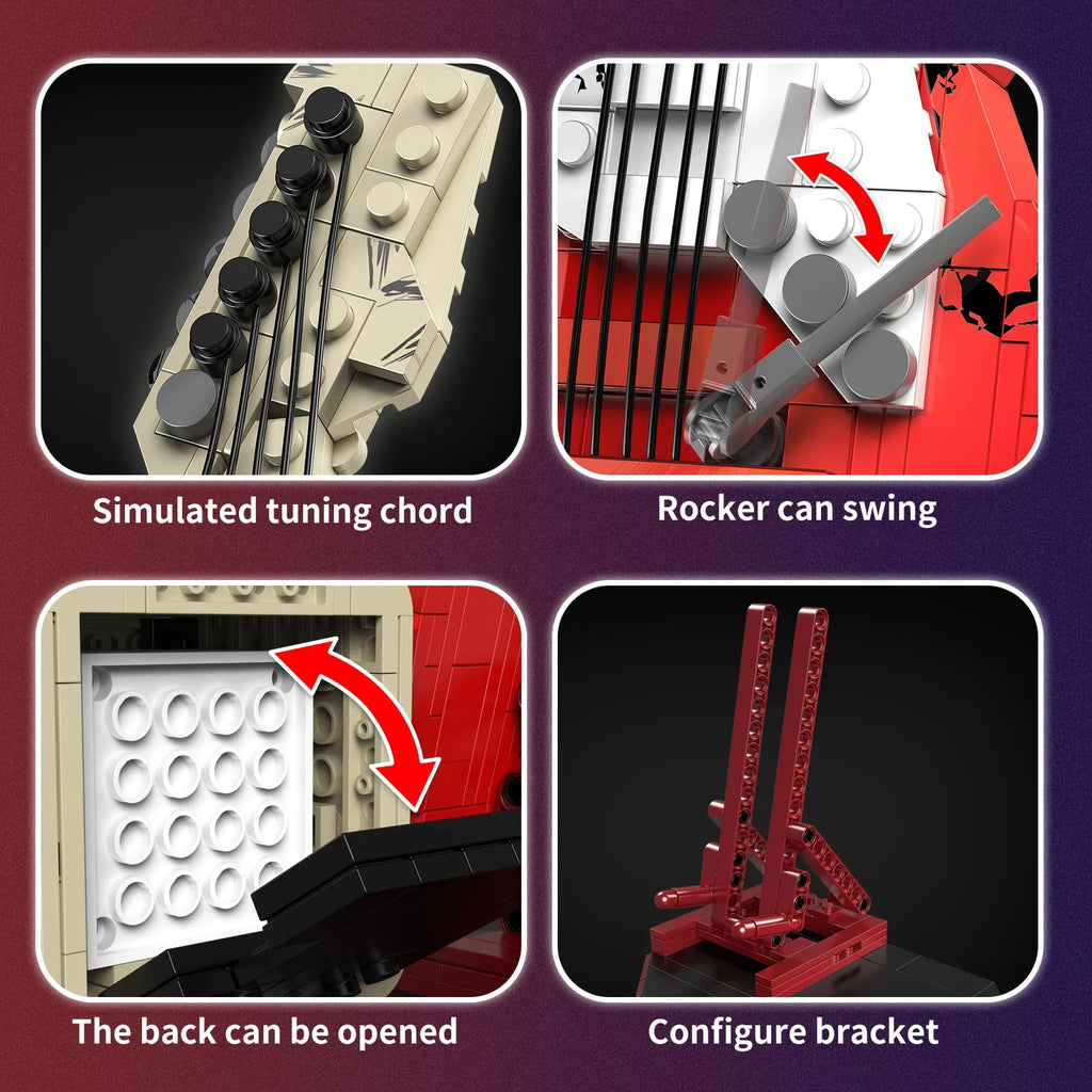 Artist Guitar APP Control Building Blocks Bricks Technical with Bluetooth Audio USB Gift Music Playback Adult Toys Festival Gift