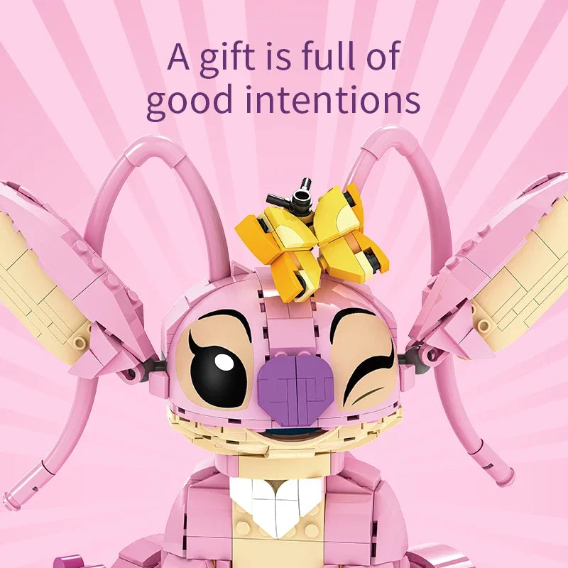 New Stitch Angel CP Building Blocks 2025 - Large Piece Cartoon Toys with Moving Ears Kids Assembly Gift for Boys Girls Birthday