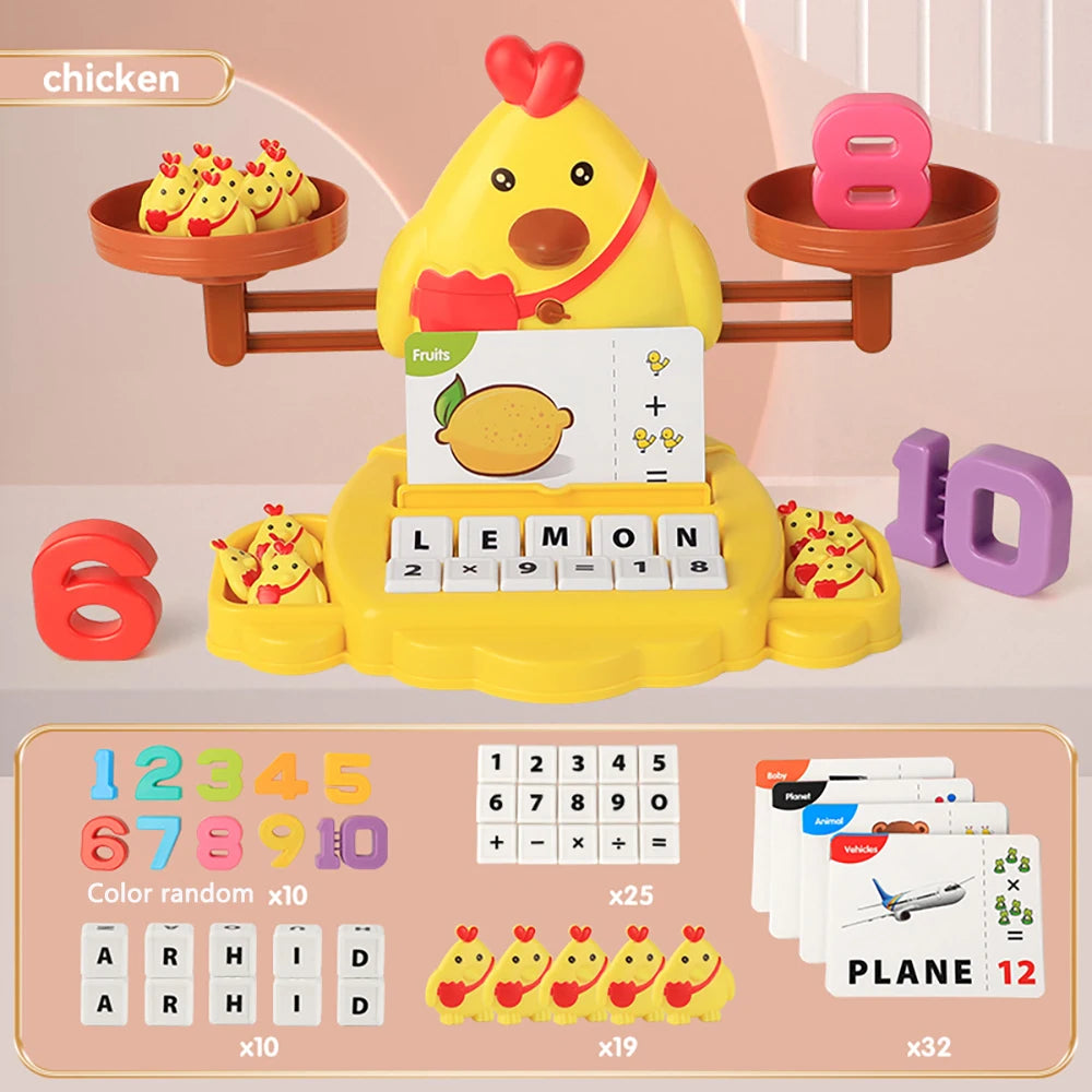 Chick /Owl Balance Cool Math Toy for Kids Educational Learning Lion Balancing Scale Toys Learning Math Game Toy for Boys Girls
