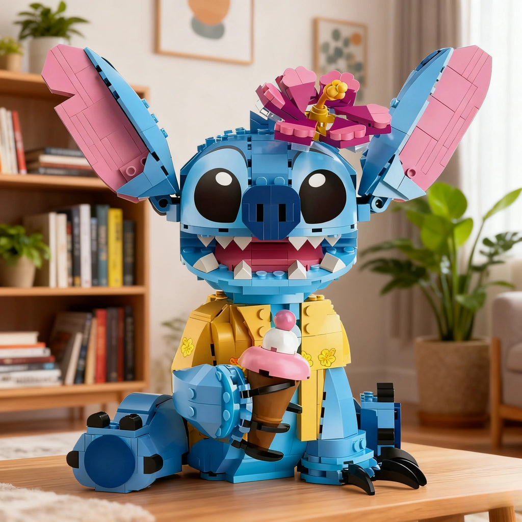 New Stitch Angel CP Building Blocks 2025 - Large Piece Cartoon Toys with Moving Ears Kids Assembly Gift for Boys Girls Birthday