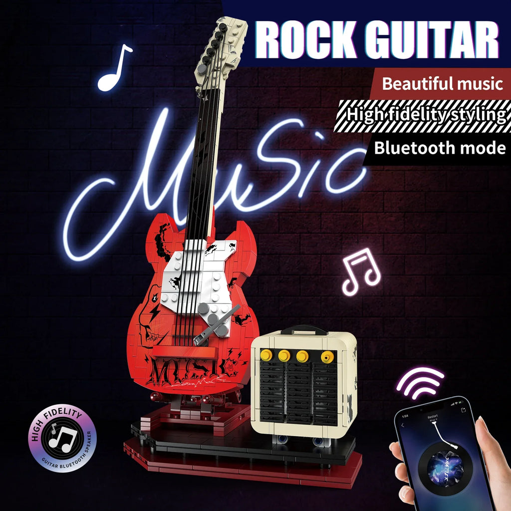 Artist Guitar APP Control Building Blocks Bricks Technical with Bluetooth Audio USB Gift Music Playback Adult Toys Festival Gift