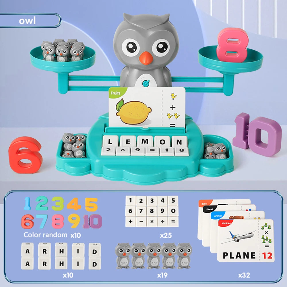 Chick /Owl Balance Cool Math Toy for Kids Educational Learning Lion Balancing Scale Toys Learning Math Game Toy for Boys Girls