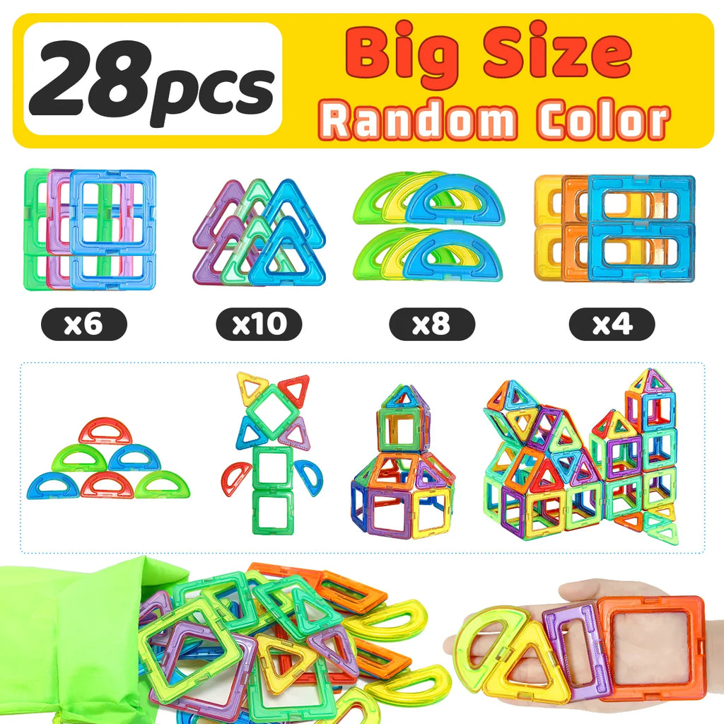 DIY Magnetic Block, Large STEM Construction Toy Set, Educational Magnet Toys for Learning, Random Colors for Birthday Gifts