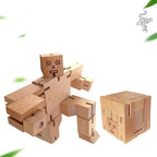 Mini Diy Kid Magic Wood Cube Bot Robot Transform Block Set Jigsaw Educational Puzzle Toy Gift for Baby Brain Teaser Training