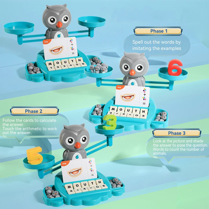 Chick /Owl Balance Cool Math Toy for Kids Educational Learning Lion Balancing Scale Toys Learning Math Game Toy for Boys Girls
