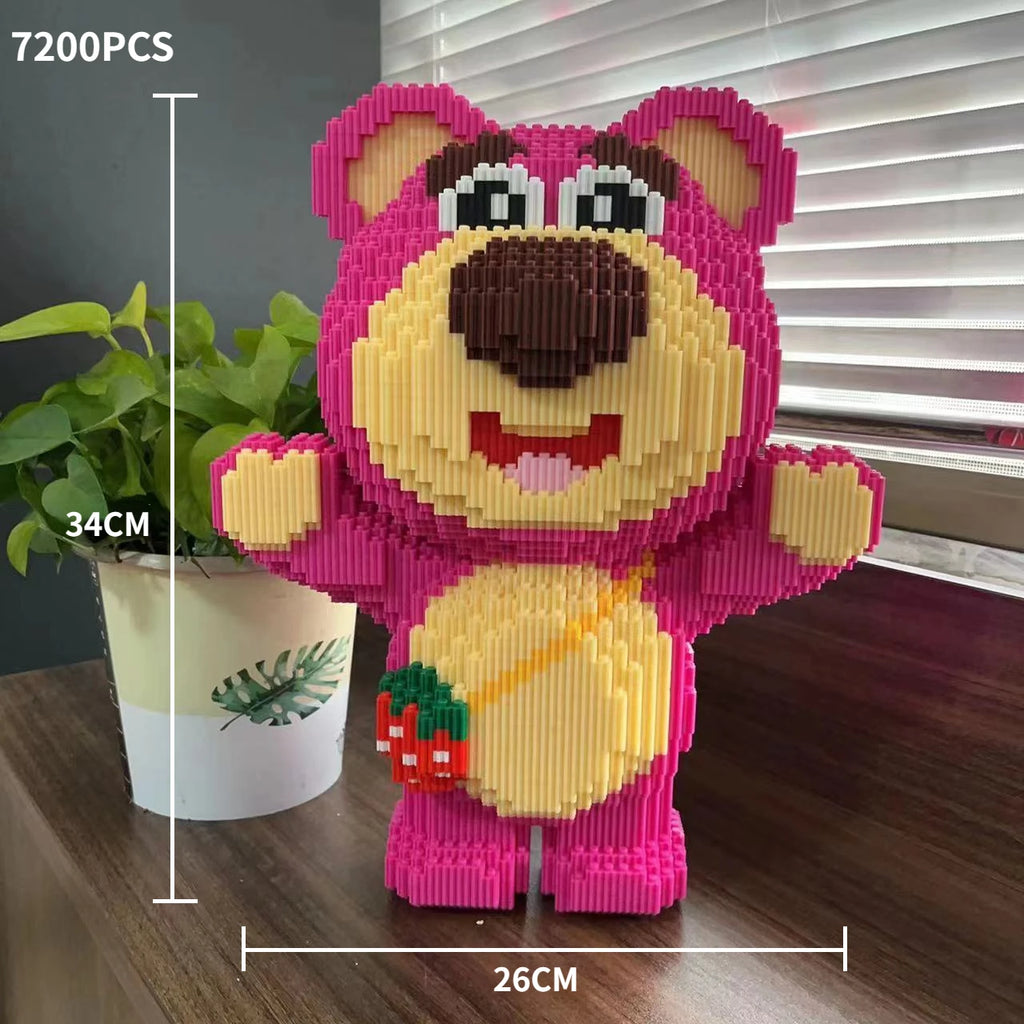 30CM Extra Large Strawberry Bear Block Assembly Toy Small Particle Lotso Girl Student Festival Gift Boy Puzzle Block