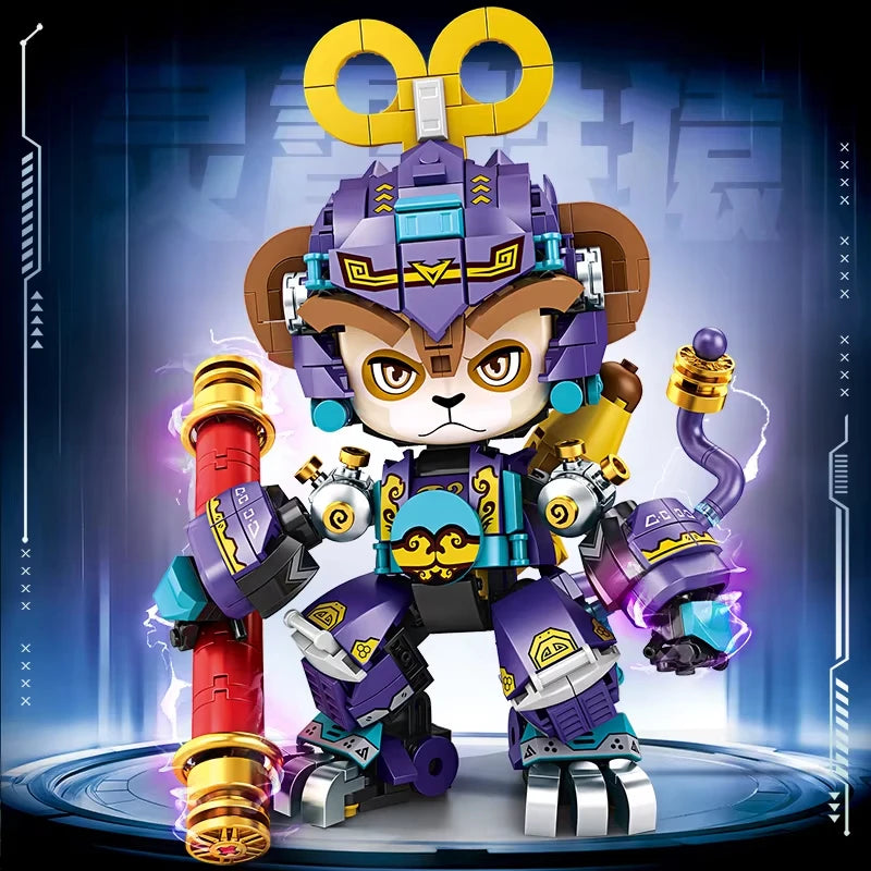 2025 Kung Fu Style 12-In-1 Mechanical Panda & Zodiac Building Blocks Set, Articulated Animal Model Toys for Boys Birthday Gifts