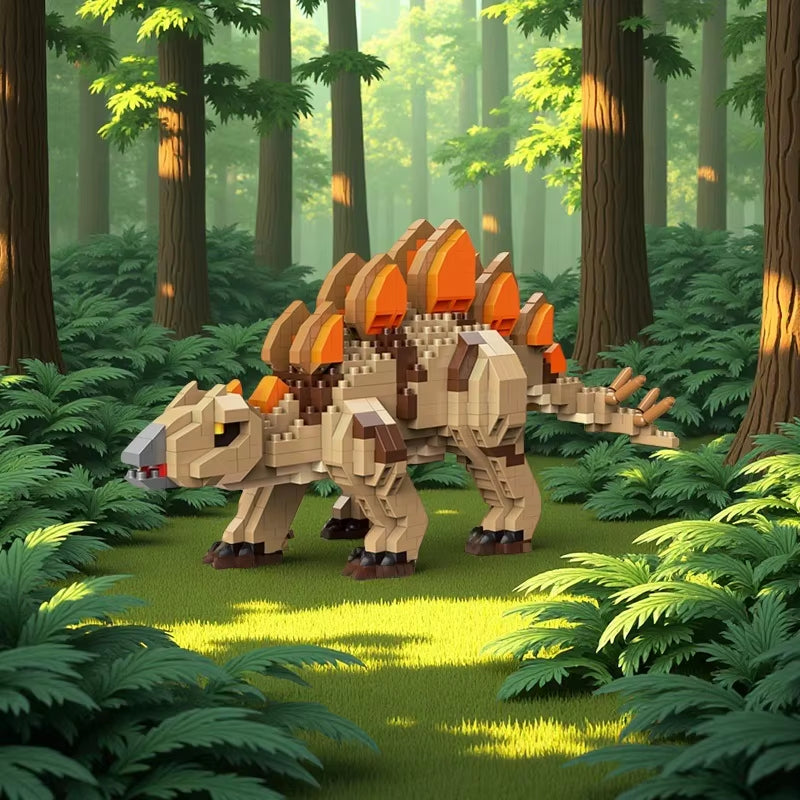 Stegosaurus T-Rex Micro Mini Building Block Toys-Create Dinosaur Word,Festival Gift for Kids,Puzzle DIY Assembly Toy