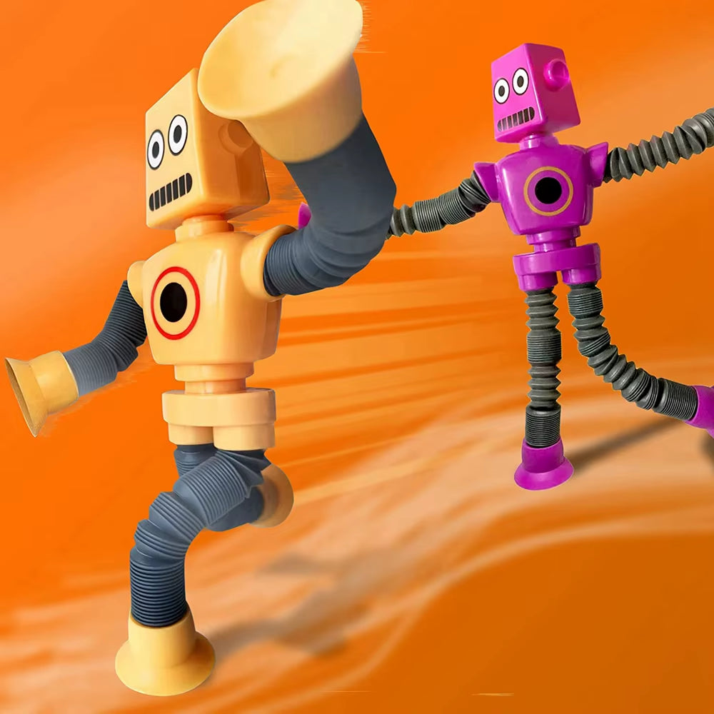 4Pcs Pop Tubes Fidget Toys Changing Telescopic Suction Cup Robot Stress Relief Sensory Toys Party Favors for Girl Boys Gifts
